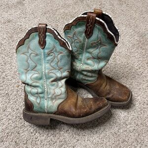 Brown and Cream Leather Boots